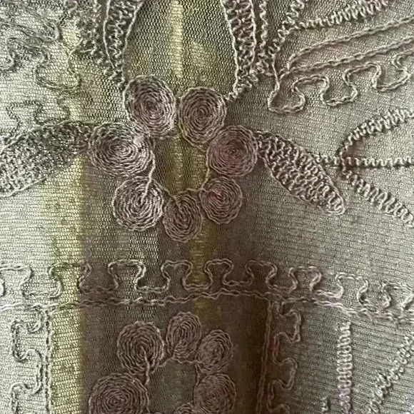 Sundance Dark Brown Sheer Lace Mock Neck Top in a Size Large. - Picture 6 of 12